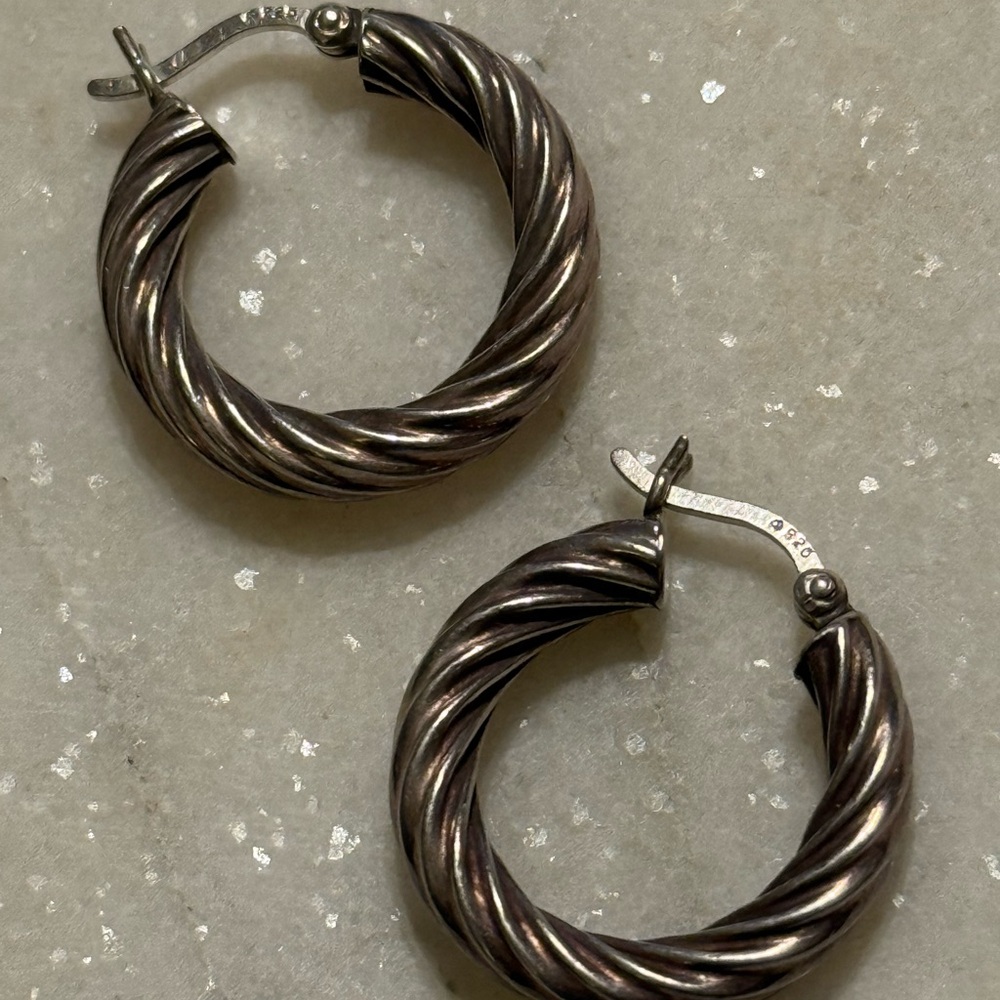 Elegant Twisted Hoop Earrings in Sterling Silver